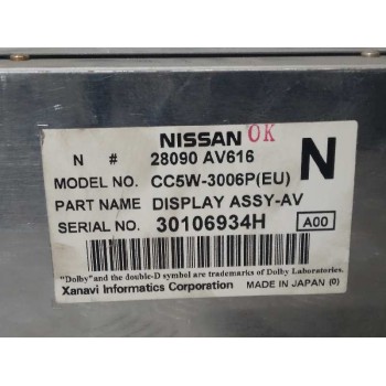 Recambio de sistema audio / radio cd para nissan primera berlina (p12) acenta referencia OEM IAM 28090AV616 PANTALLA 