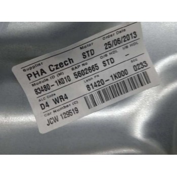 Recambio de elevalunas trasero derecho para hyundai ix20 sle blue referencia OEM IAM 834801K010 834601P000 2 PINS