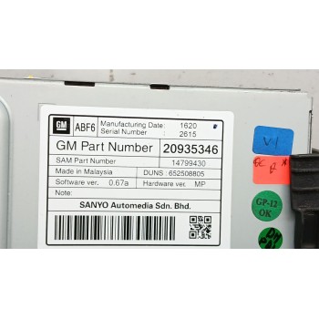 Recambio de pantalla multifuncion para chevrolet cruze (j300) 2.0 cdi referencia OEM IAM 20935346 14799430 