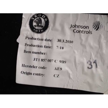 Recambio de kit airbag para skoda superb combi (3t5) 2.0 tdi dpf referencia OEM IAM 3T1857007C  