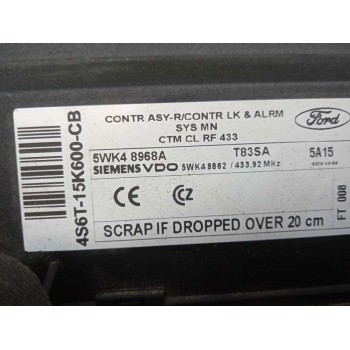 Recambio de modulo confort para ford fiesta (cbk) ambiente referencia OEM IAM 4S6T15K600CB 5WK48968A 