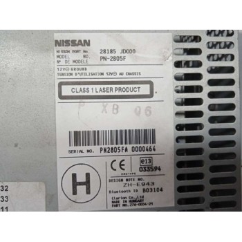 Recambio de sistema audio / radio cd para nissan qashqai (j10) acenta referencia OEM IAM 28185JD000 PN2805F 28185JD000