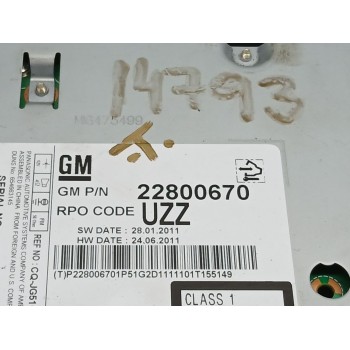 Recambio de sistema audio / radio cd para chevrolet cruze hatchback lt+ referencia OEM IAM 22800670 caja 