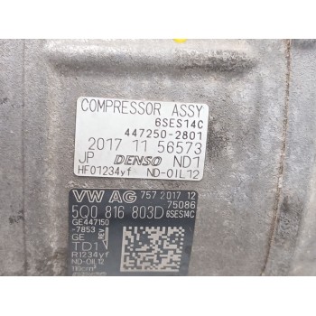Recambio de compresor aire acondicionado para seat arona fr referencia OEM IAM 5Q0816803D 4472502801 6ses14c