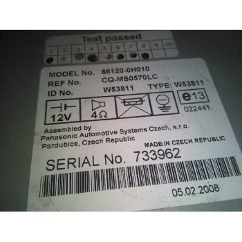 Recambio de sistema audio / radio cd para toyota aygo (kgb/wnb) básico referencia OEM IAM 861200H010  