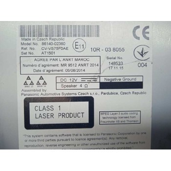 Recambio de sistema audio / radio cd para toyota auris hybrid active referencia OEM IAM 8614002360 PANTALLA MULTIFUNCION