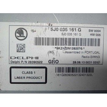 Recambio de sistema audio / radio cd para skoda fabia (5j2 ) 1.2 12v referencia OEM IAM 5J0035161G  