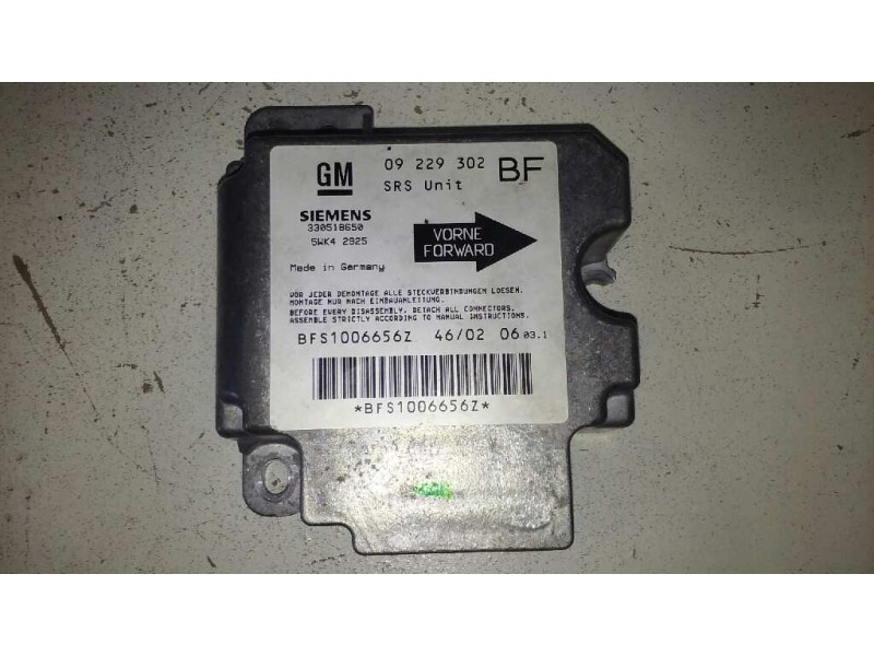 Recambio de centralita airbag para opel astra g berlina club referencia OEM IAM 09229302BF 09229302BF 