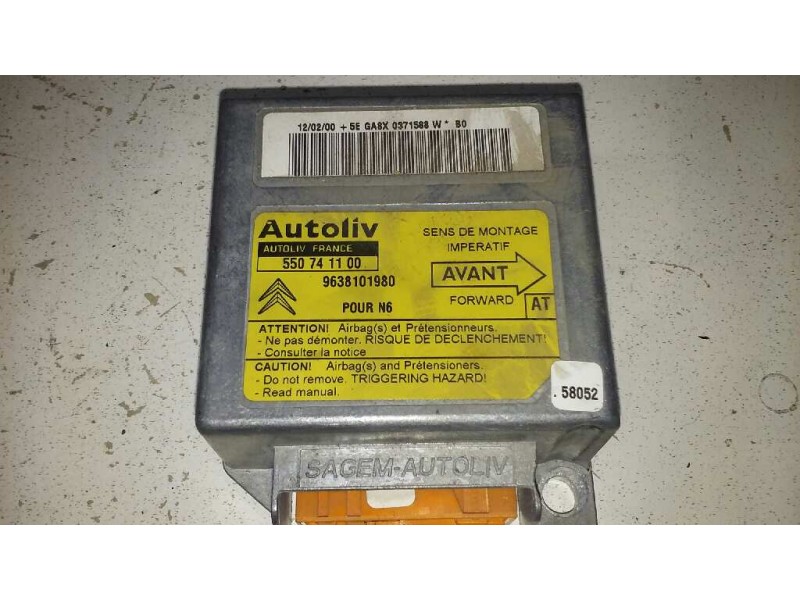 Recambio de centralita airbag para citroën xsara berlina 1.9td attraction referencia OEM IAM 9638101980 9638101980 