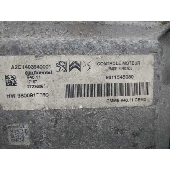 Recambio de centralita motor uce para peugeot 2008 (--.2013) style referencia OEM IAM 9811545080 A2C1403940001 