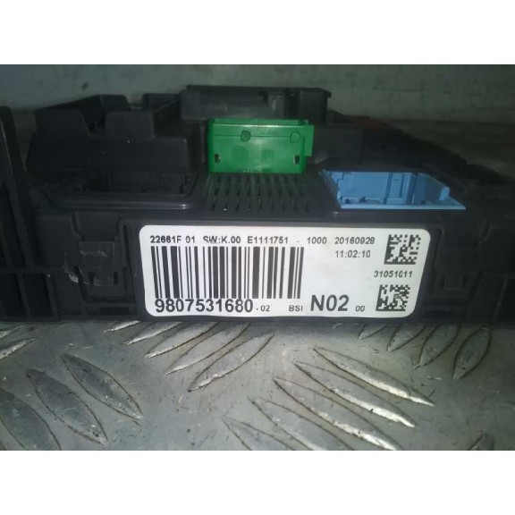 Recambio de centralita bsi para citroën c-elysée exclusive referencia OEM IAM 9807531680 BSIN0200 