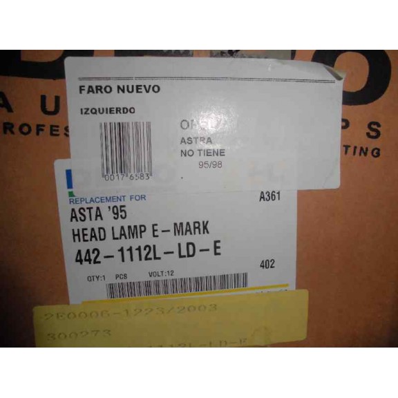 Recambio de faro izquierdo para opel astra f berlina referencia OEM IAM 442112LLDE NUEVO 1995 - ...