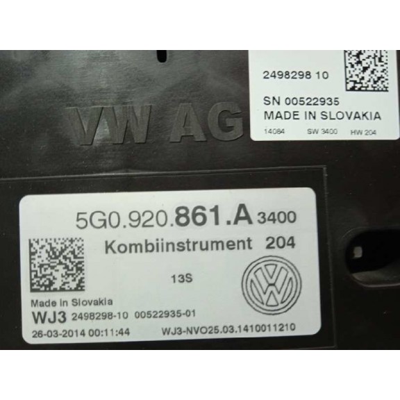 Recambio de cuadro instrumentos para volkswagen golf vii lim. business bluemotion tech. referencia OEM IAM 5G0920861A  