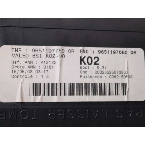 Recambio de centralita bsi para peugeot 307 (s1) xr referencia OEM IAM 9651197780 9651197080 