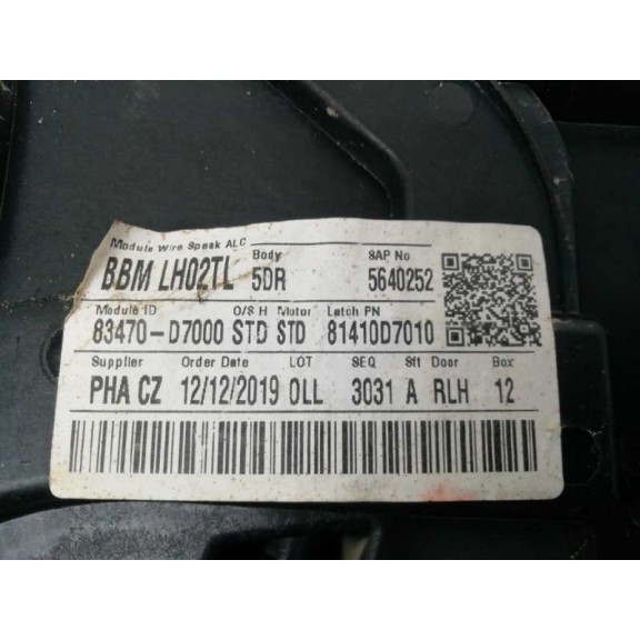 Recambio de elevalunas trasero izquierdo para hyundai tucson 25 aniversario 4x2 referencia OEM IAM 83471D7000 SOLO MECANISMO 834