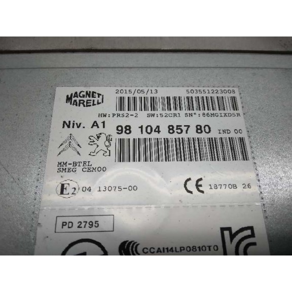 Recambio de sistema audio / radio cd para citroën c4 picasso intensive referencia OEM IAM 9810485780 CAJA 