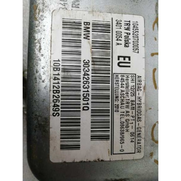 Recambio de airbag lateral izquierdo para bmw x3 (e83) xdrive 30d referencia OEM IAM 30342631501Q DELANTERO DE RIADA