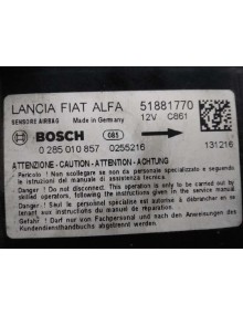 Recambio de centralita airbag para fiat doblo ii cargo (263) furgón base referencia OEM IAM 51881770 0285010857  2