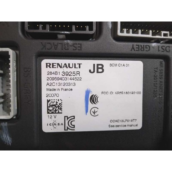 Recambio de modulo electronico para renault captur ii intens referencia OEM IAM 284B13925R BCM 