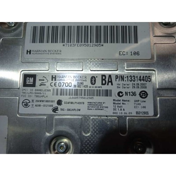 Recambio de modulo electronico para opel insignia berlina cosmo referencia OEM IAM 13314405 MODULO BLUETOOTH 