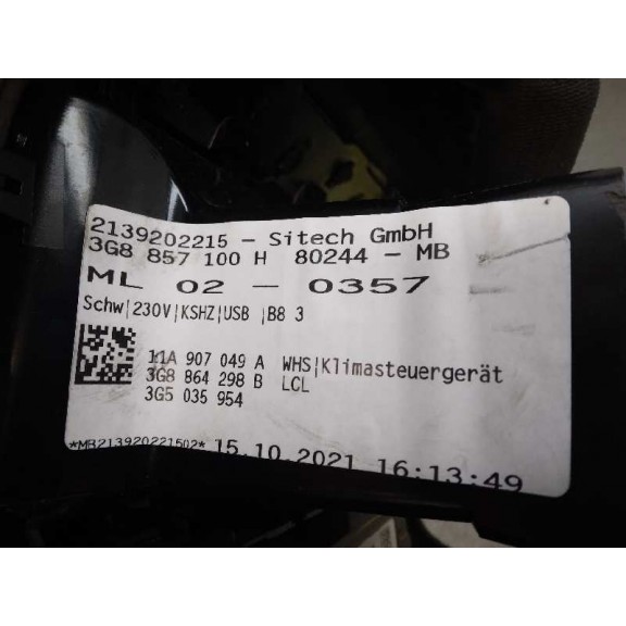 Recambio de consola central para volkswagen arteon (3h8) referencia OEM IAM 11A907049A CONTROL CLIMA ASIENTOS 3G8857100H