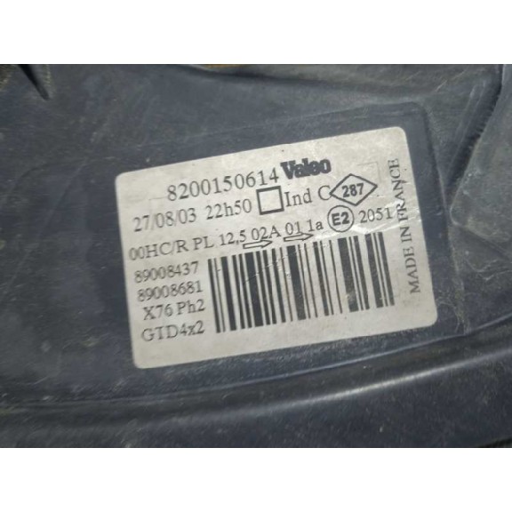 Recambio de faro izquierdo para renault kangoo (f/kc0) alize referencia OEM IAM 8200150614 2ª SERIE, PILOTO AMBAR 