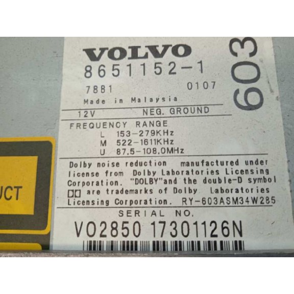 Recambio de sistema audio / radio cd para volvo s60 berlina d5 referencia OEM IAM 86511521  