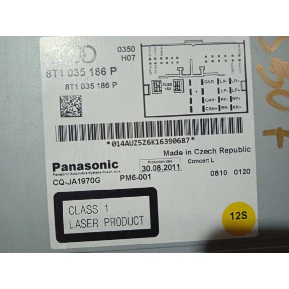 Recambio de sistema audio / radio cd para audi a5 coupe (8t) 2.0 tdi referencia OEM IAM 8T1035186P  