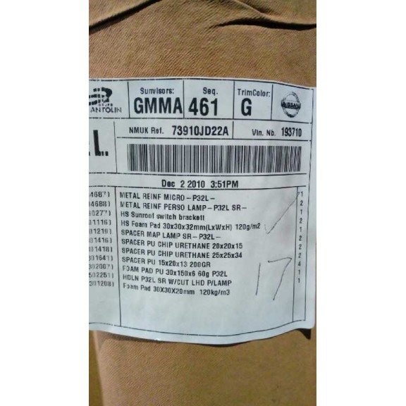 Recambio de techo interior para nissan qashqai (j10) acenta referencia OEM IAM 739010JD22A GRIS TECHO CORREDIZO