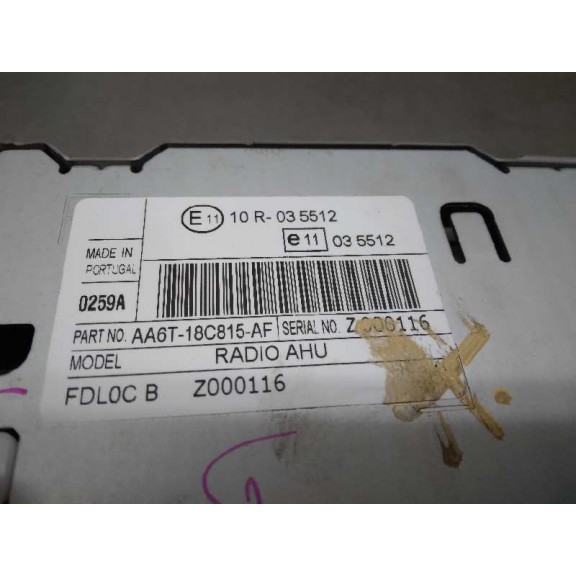 Recambio de sistema audio / radio cd para ford fiesta (cb1) trend referencia OEM IAM AA6T18C815AF CAJA 