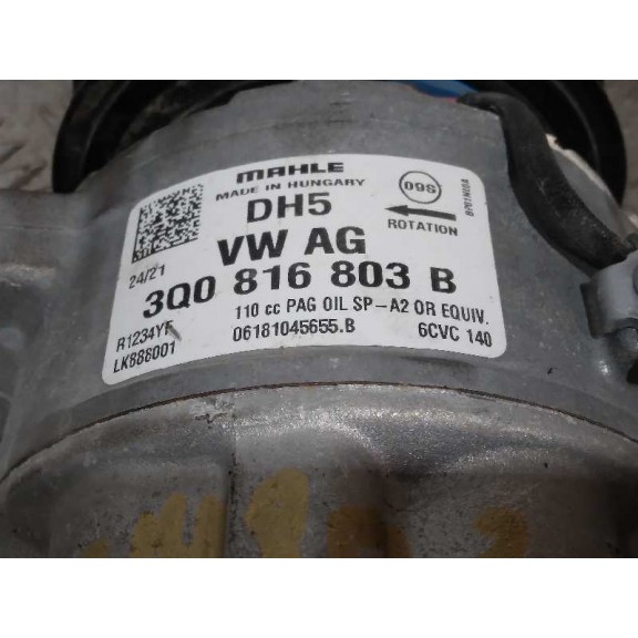 Recambio de compresor aire acondicionado para seat ateca (khp) referencia OEM IAM 3Q0816803B 6 CANALES 