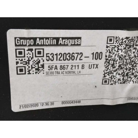 Recambio de guarnecido puerta trasera izquierda para seat leon (kl1) xcellence referencia OEM IAM 5FA867211 CON MANDO ELEVALUNAS