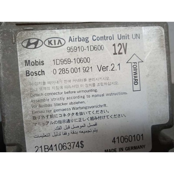 Recambio de centralita airbag para kia carens (un) 2.0 crdi referencia OEM IAM 959101D600 0285001921 