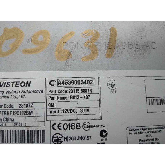 Recambio de sistema audio / radio cd para smart forfour basis (52kw) (453.042) referencia OEM IAM A4539003402  