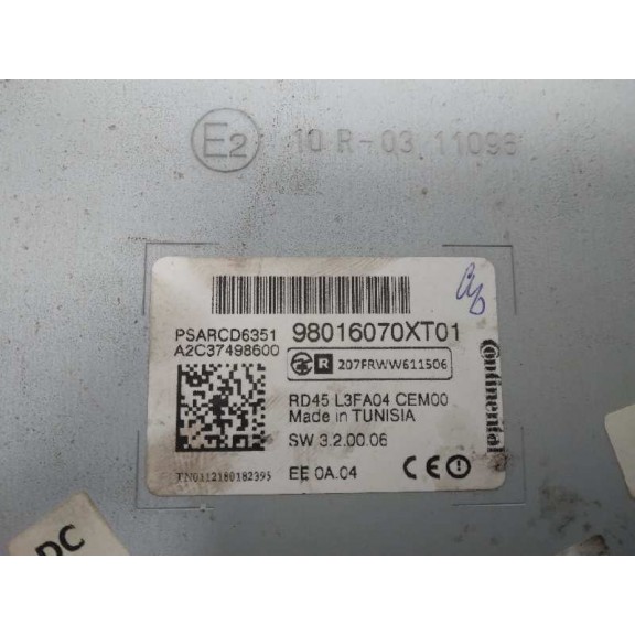 Recambio de sistema audio / radio cd para citroën c3 picasso collection referencia OEM IAM 98016070XT  