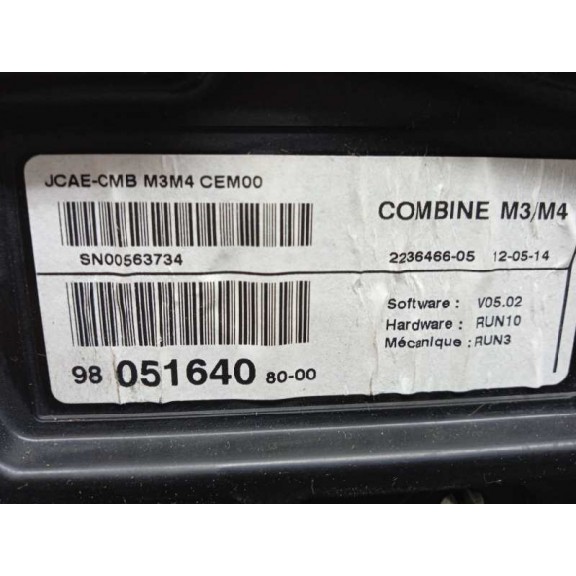 Recambio de cuadro instrumentos para citroën c-elysée exclusive referencia OEM IAM 9805164080  