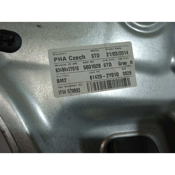 Recambio de elevalunas trasero derecho para hyundai ix35 sle 2wd referencia OEM IAM 814202Y010 SOLO MECANISMO 