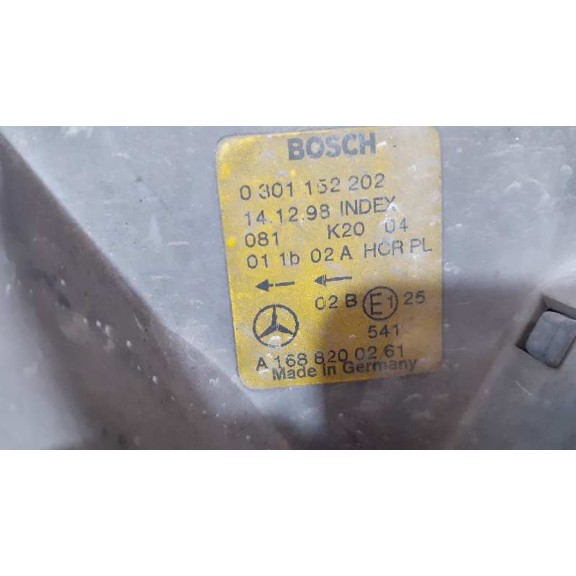 Recambio de faro derecho para mercedes-benz clase a (w168) 170 cdi (168.008) referencia OEM IAM A1688200261 0301152202 