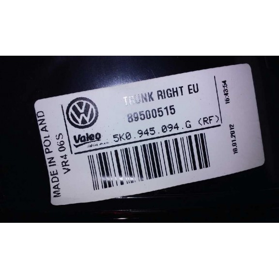 Recambio de piloto trasero derecho interior para volkswagen golf vi (5k1) referencia OEM IAM 5K0945094G NUEVO INTERIOR LED