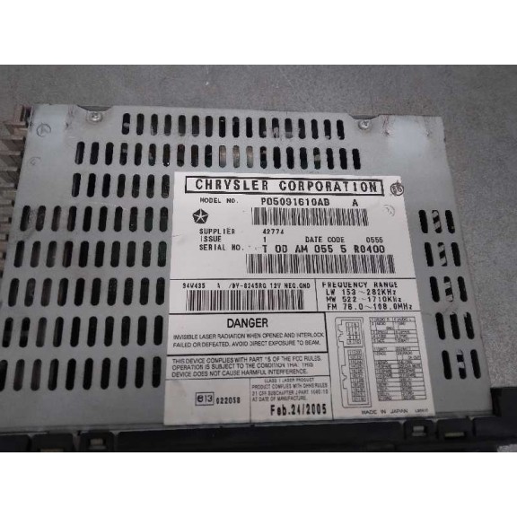 Recambio de sistema audio / radio cd para jeep cherokee (kj) 2.8 crd cat referencia OEM IAM P05091610AB  