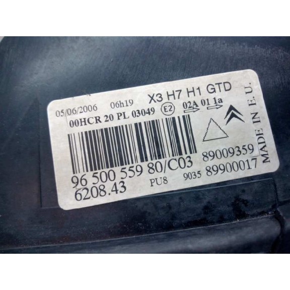 Recambio de faro izquierdo para citroën c5 berlina attraction referencia OEM IAM 9650055980 XENON H7+H1