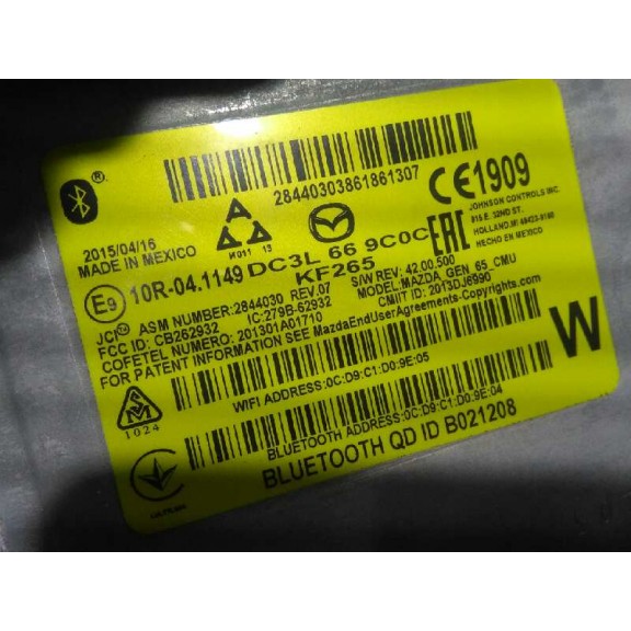 Recambio de sistema navegacion gps para mazda 2 lim. () exclusive-line referencia OEM IAM DC3L669C0C  DE RIADA