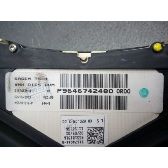 Recambio de cuadro instrumentos para peugeot 307 break / sw (s1) sw pack referencia OEM IAM 9646742480  