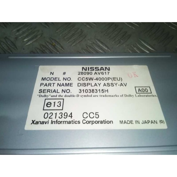 Recambio de display para nissan primera berlina (p12) acenta referencia OEM IAM 28090AV617  