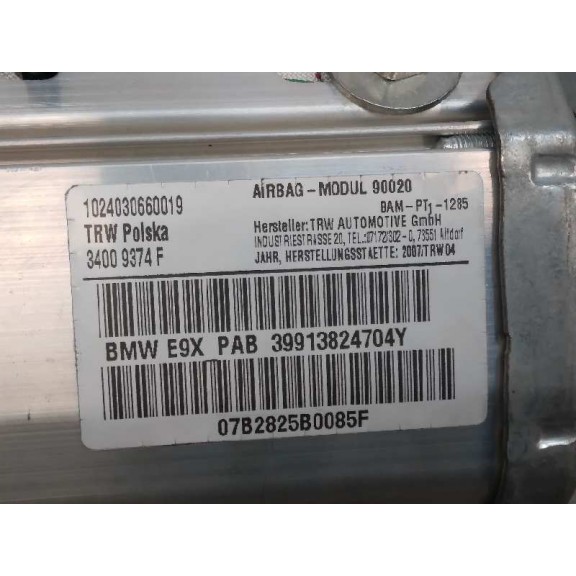Recambio de airbag delantero derecho para bmw serie 3 berlina (e90) 320d referencia OEM IAM 34009374F  
