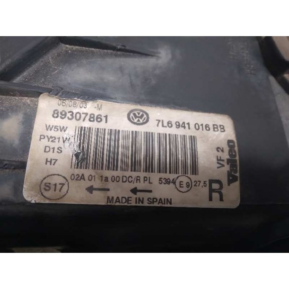 Recambio de faro derecho para volkswagen touareg (7la) tdi r5 referencia OEM IAM 7L6941016BB XENON 
