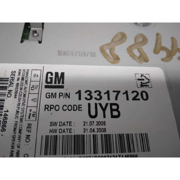 Recambio de sistema audio / radio cd para opel insignia berlina cosmo referencia OEM IAM 13317120 CAJA 