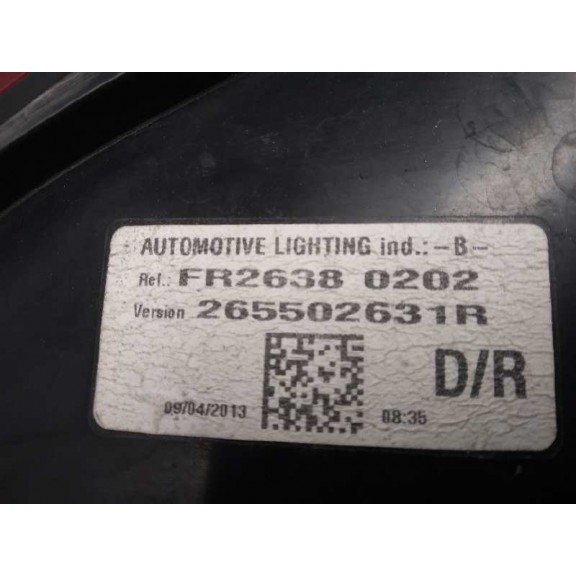 Recambio de piloto trasero derecho para renault clio iv 0.9 referencia OEM IAM 265502631R  