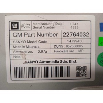 Recambio de display para opel insignia berlina cosmo referencia OEM IAM 22764032 22764032 NAVEGADOR