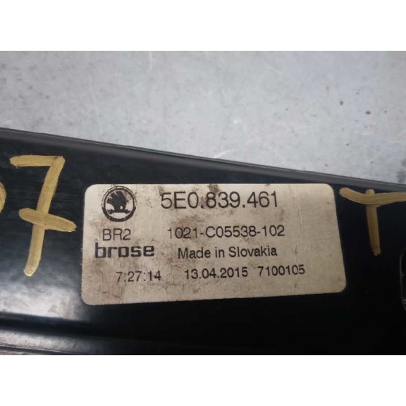 Recambio de elevalunas trasero izquierdo para skoda octavia combi (5e5) style referencia OEM IAM 5E0839461 ELÉCTRICO 5 PINES 5Q0
